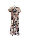 Cynthia Rowley Size S Brown & Black Cotton Short Sleeve Flowers Slit Neck Dress Brown & Black / S