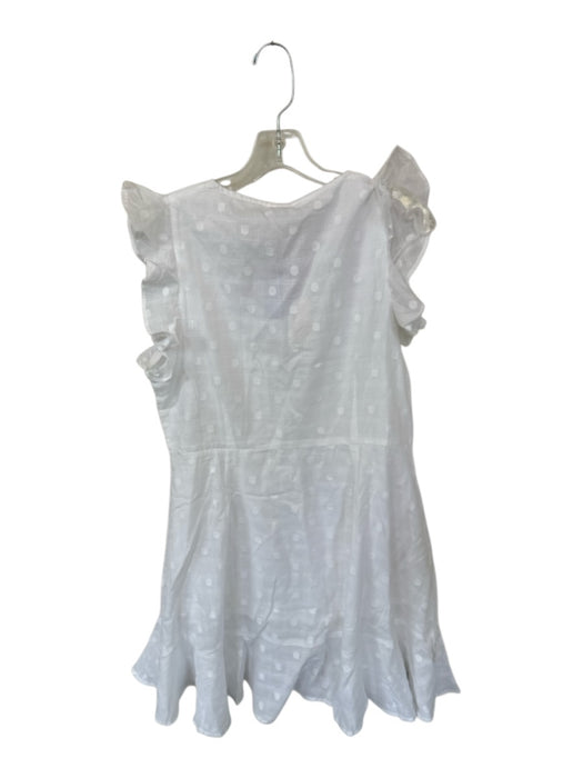 Raga Size M White Cotton Flutter Sleeves Polka Dot Dress White / M