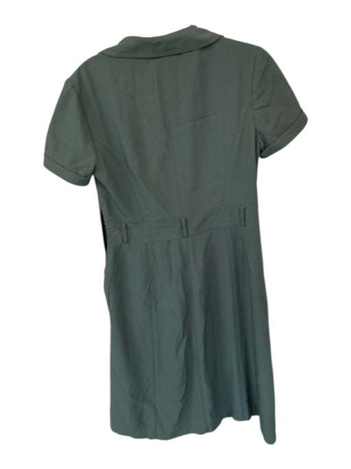 Banana Republic Size 6 Olive Green Polyester Short Sleeve Side Zip Slit Dress Olive Green / 6
