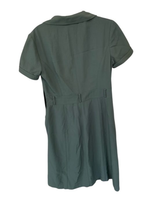 Banana Republic Size 6 Olive Green Polyester Short Sleeve Side Zip Slit Dress Olive Green / 6
