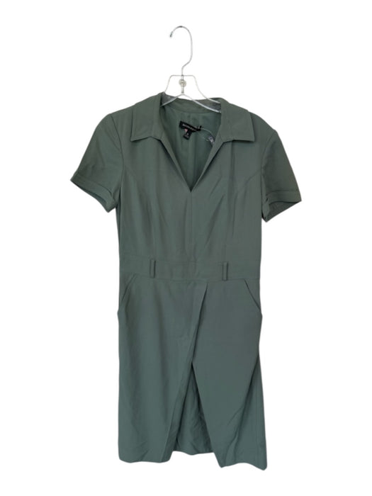 Banana Republic Size 6 Olive Green Polyester Short Sleeve Side Zip Slit Dress Olive Green / 6