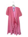 Draper James Size 2 Pink & Orange Polyester Short Balloon Sleeve Grid Wrap Dress Pink & Orange / 2