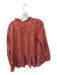 0039 Italy Size S Orange & Purple Cotton Long Balloon Sleeve Flowers Tassels Top Orange & Purple / S