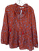 0039 Italy Size S Orange & Purple Cotton Long Balloon Sleeve Flowers Tassels Top Orange & Purple / S