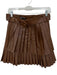 Zara Size M Brown Vegan Leather Side Zip Acordian Pleated Belted Mini Skirt Brown / M