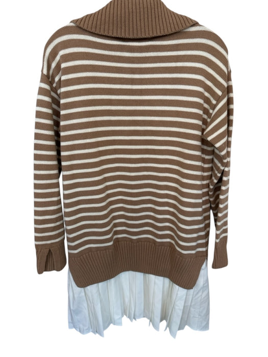 English Factory Size M Tan & cream Cotton Blend Striped Long Sleeve Dress Tan & cream / M