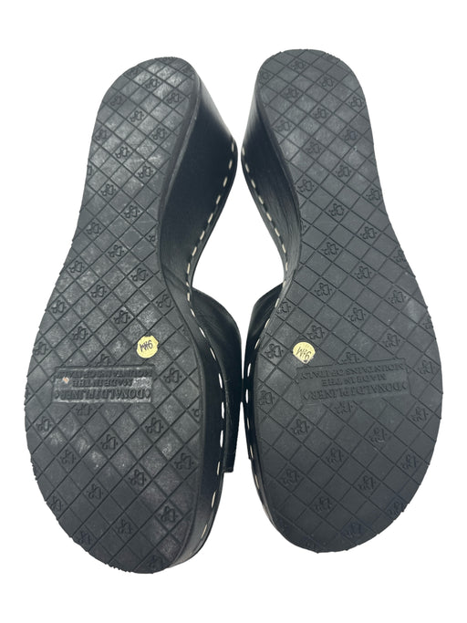 Donald J Pliner Shoe Size 9.5 Black Leather Toe Strap Open Heel Wedges Black / 9.5