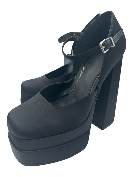 Gianni Bini Shoe Size 9 Black Ankle Strap Square Toe Block Heel Pumps Black / 9