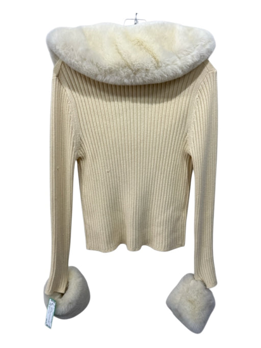 House of Sunny Size 6 Butter Yellow Viscose Blend Long Sleeve Ribbed Cardigan Butter Yellow / 6