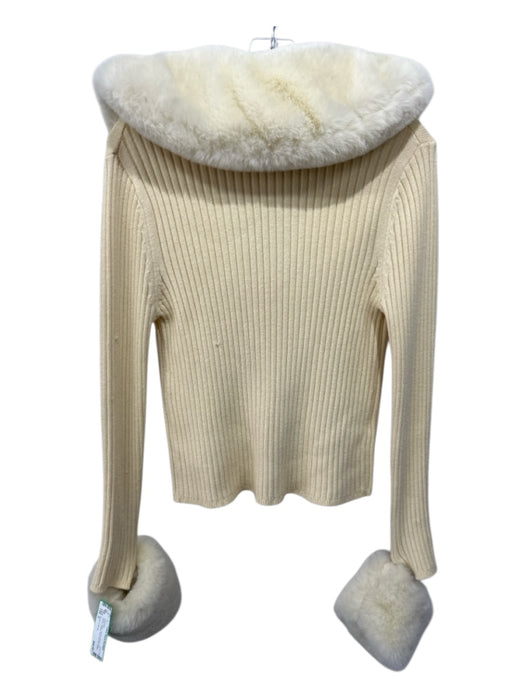 House of Sunny Size 6 Butter Yellow Viscose Blend Long Sleeve Ribbed Cardigan Butter Yellow / 6