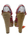 Red Valentino Shoe Size 39.5 Pink & Beige Leather Raffia Block Heel Sandals Pink & Beige / 39.5