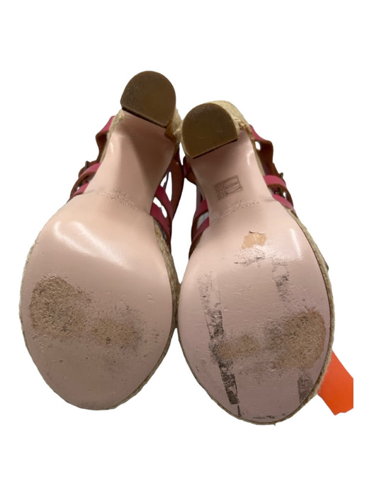 Red Valentino Shoe Size 39.5 Pink & Beige Leather Raffia Block Heel Sandals Pink & Beige / 39.5