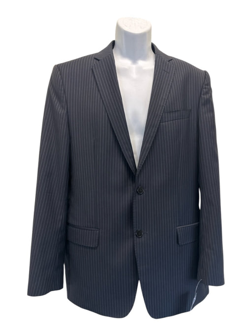 Versace Collection Navy Blue Virgin Wool Striped 2 Button Men's Suit Navy Blue / 50