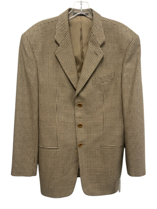 Armani Collezioni AS IS Tan & Black Silk Blend Houndstooth 3 button Men's Blazer Tan & Black / 40R