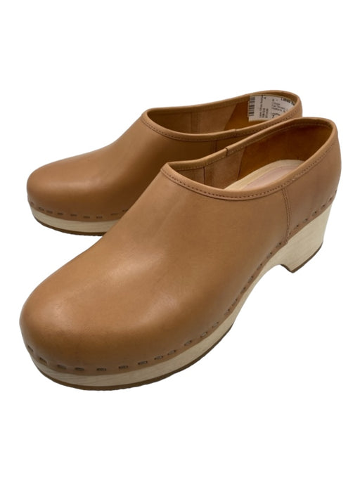 Loeffler Randall Shoe Size 7 Tan Brown Leather Wool Round Toe Platform Clogs Tan Brown / 7