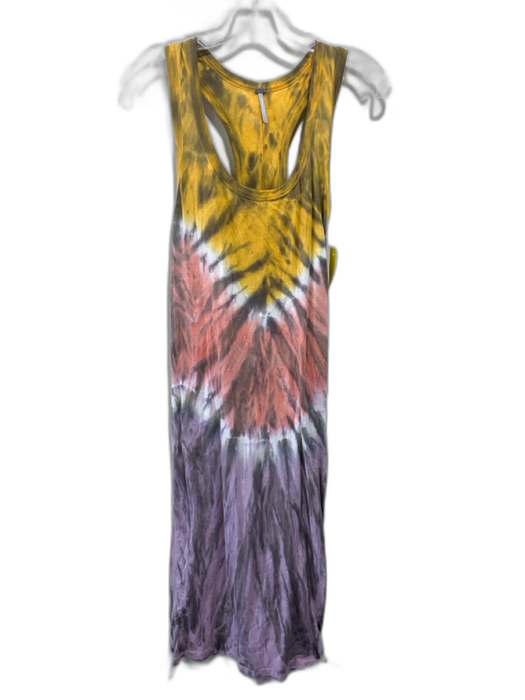 YFB Size S Yellow & Multi Cotton & Modal Sleeveless Ribbed Tye Dye Midi Dress Yellow & Multi / S