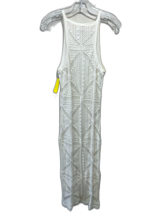 525 Size S White Cotton Sleeveless Crochet Overlay Midi Dress White / S