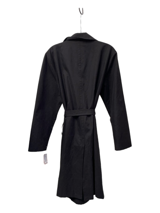 Barneys New York Size L Black Cotton Trench Belted Double Breasted Collared Coat Black / L