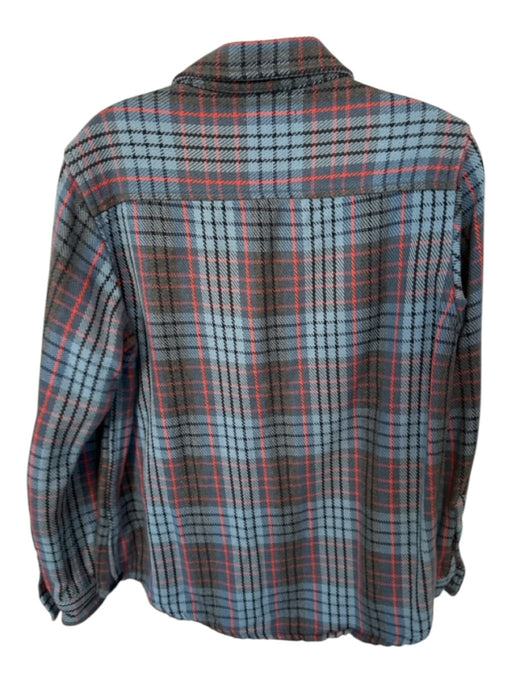 Outerknown Size XS/S Blue & Orange Organic Cotton Long Sleeve Plaid Flannel Top Blue & Orange / XS/S