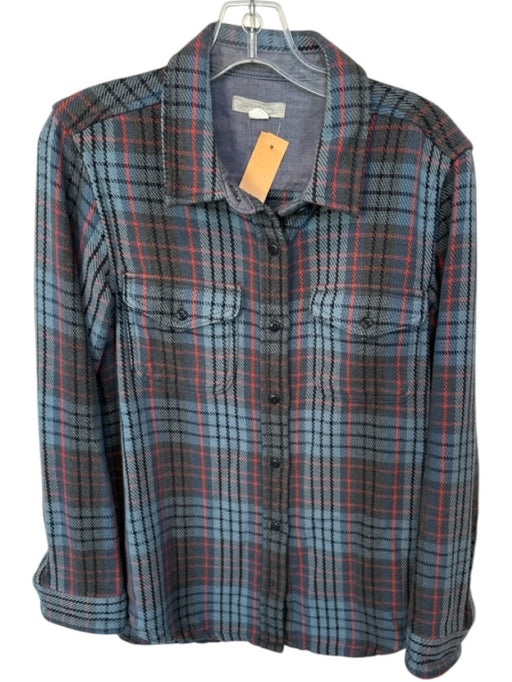 Outerknown Size XS/S Blue & Orange Organic Cotton Long Sleeve Plaid Flannel Top Blue & Orange / XS/S