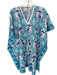 ISLAPAYAL Size One Size Aqua & Blue Cotton Batwing Monkeys Plant Print Dress Aqua & Blue / One Size