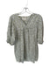 Mirth Size XS Green & Purple Cotton Long Balloon Sleeve V Neck Flowers Dress Green & Purple / XS