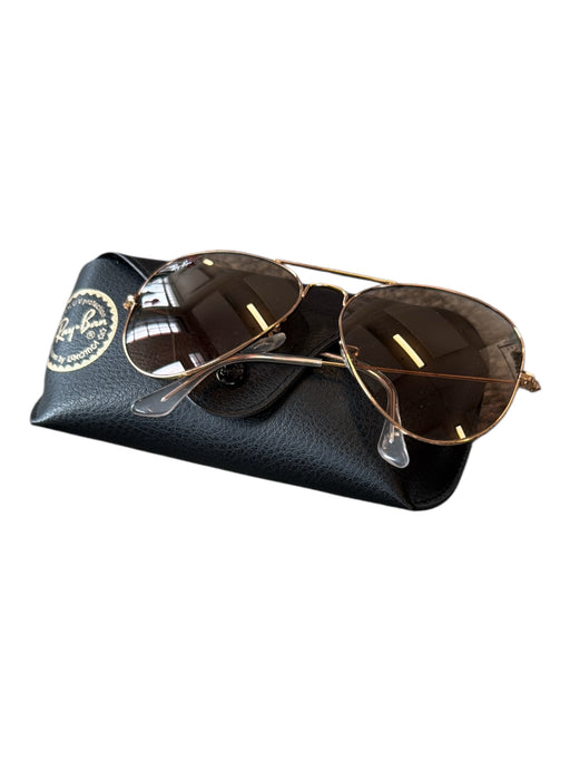Ray Ban Gold & Brown Metal Ombre Aviator Sunglasses Gold & Brown