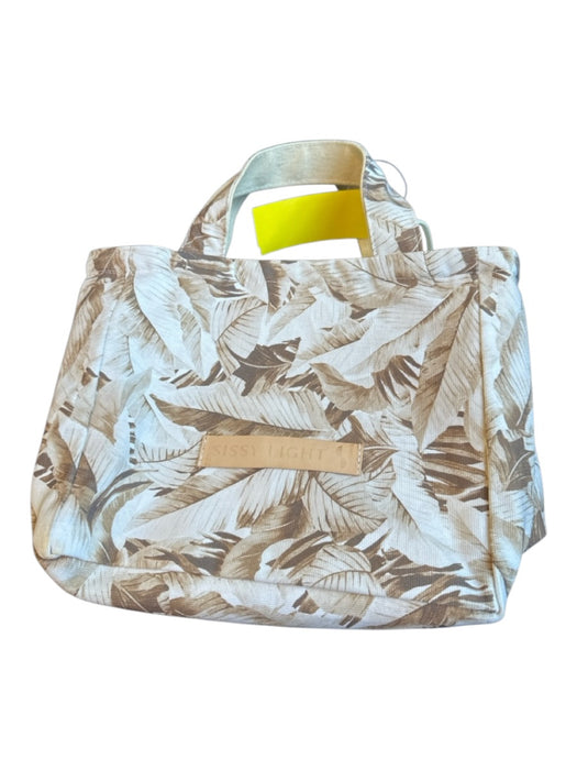 Sissy Light Brown & Cream Canvas Top Handles Palm Leaves Bag Brown & Cream / S