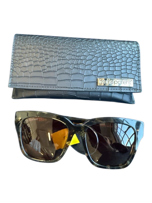 Transparent Brown & Tan Plastic Oversized Snake Print Sunglasses Brown & Tan