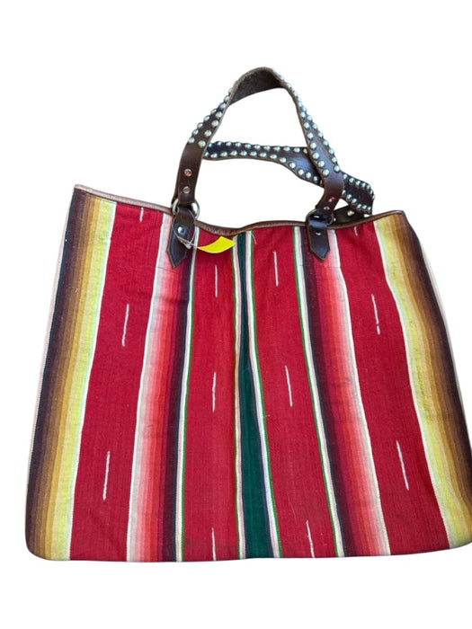 Totem Brown & Multi Canvas & Leather Top Handle Woven Western Tote Bag Brown & Multi / L