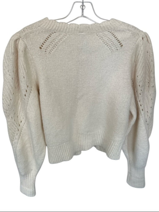 By Anthropologie Size XS Cream Cotton Blend Long Balloon Sleeve Knit Sweater Cream / XS