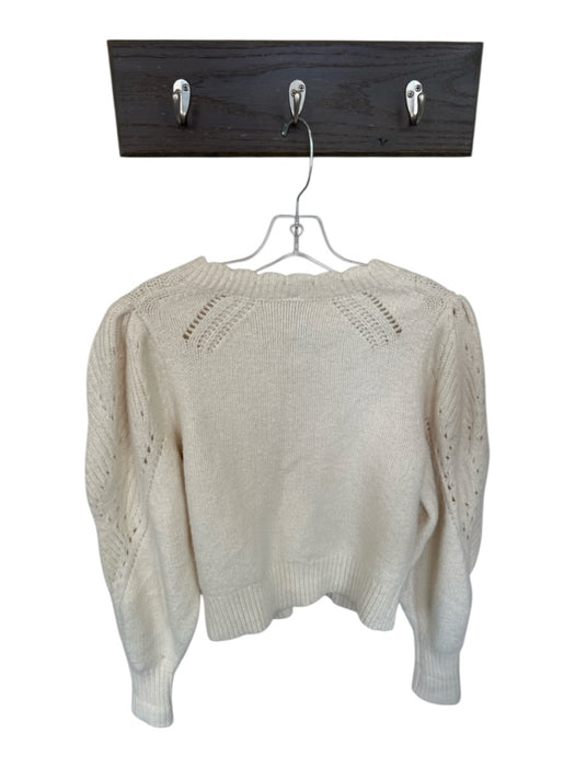 By Anthropologie Size XS Cream Cotton Blend Long Balloon Sleeve Knit Sweater Cream / XS