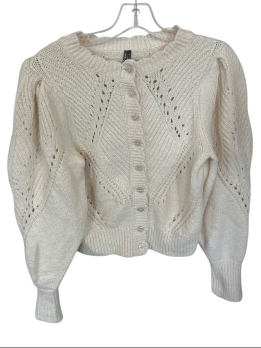 By Anthropologie Size XS Cream Cotton Blend Long Balloon Sleeve Knit Sweater Cream / XS