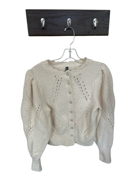 By Anthropologie Size XS Cream Cotton Blend Long Balloon Sleeve Knit Sweater Cream / XS