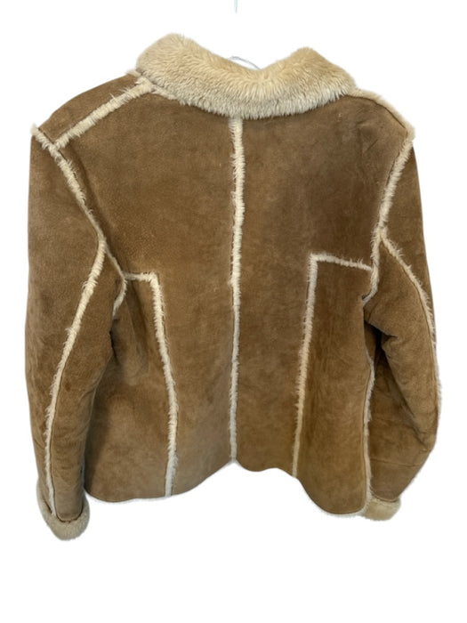 Wilsons Leather Size L Brown & Tan Leather & Faux Fur Flap collar Jacket Brown & Tan / L