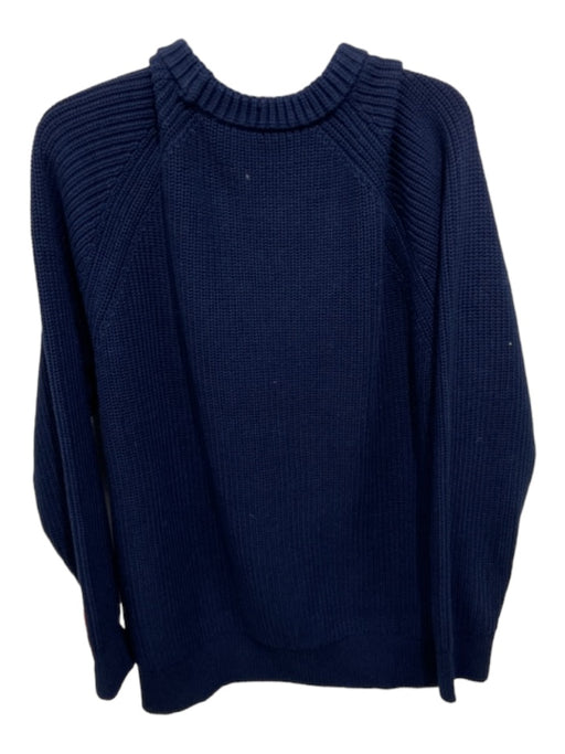 Jenni Kayne Size XL Navy Cotton Round Neck Long Sleeve Knit Sweater Navy / XL
