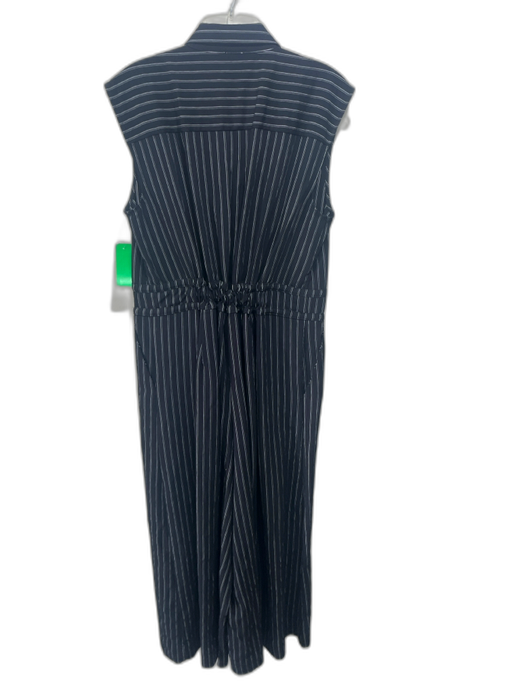 Maeve Size M Navy Blue & White Viscose Blend Elastic Waist Pinstripe Jumpsuit Navy Blue & White / M