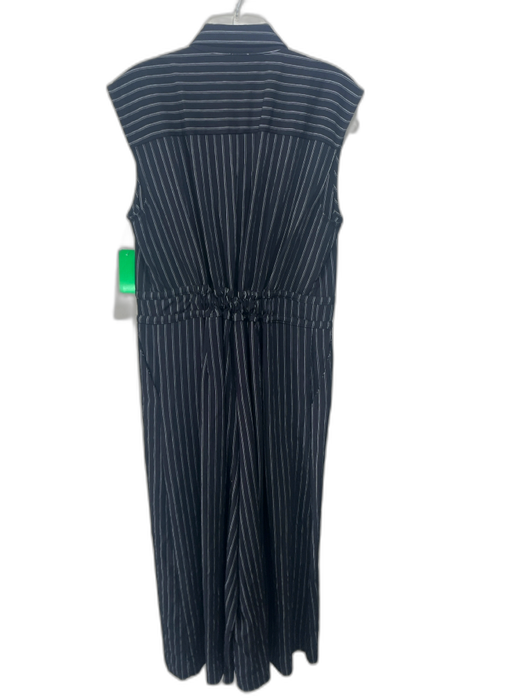 Maeve Size M Navy Blue & White Viscose Blend Elastic Waist Pinstripe Jumpsuit Navy Blue & White / M