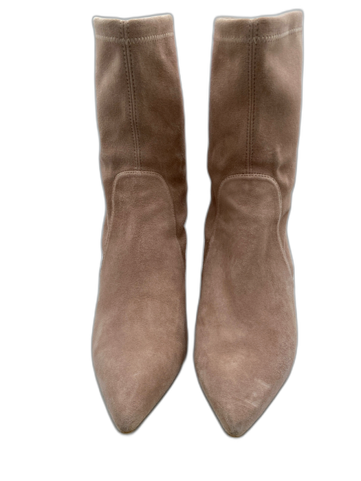 Stuart Weitzman Shoe Size 7.5 Pale Pink Suede Mid Calf Mid Heel Sock Boots Pale Pink / 7.5