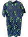 Entro Size L Navy & Green Cotton Short Cuff Sleeve Flowers Collar Buttons Dress Navy & Green / L