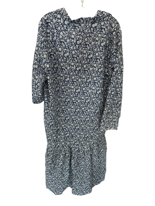Ann Mashburn Size XL Navy & Green Cotton Long Sleeve Flowers Collar Dress Navy & Green / XL