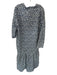 Ann Mashburn Size XL Navy & Green Cotton Long Sleeve Flowers Collar Dress Navy & Green / XL