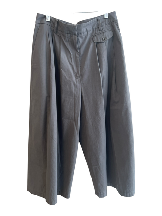 Tibi Size 8 Gray Cotton Zip Fly Pleated Side Pocket Wide Leg Pants Gray / 8