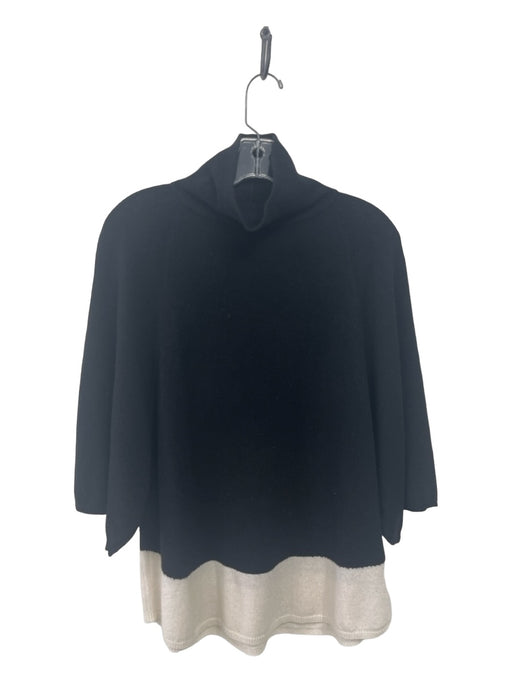 Joie Size XS Black & Cream Wool & Cashmere Short Sleeve Mock Neck Knit Sweater Black & Cream / XS