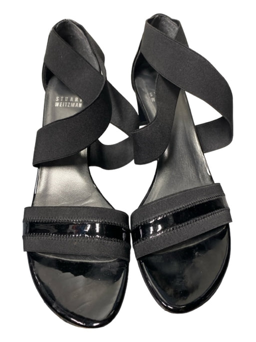 Stuart Weitzman Shoe Size est 9 Black Patent Leather open toe Strappy Shoes Black / est 9