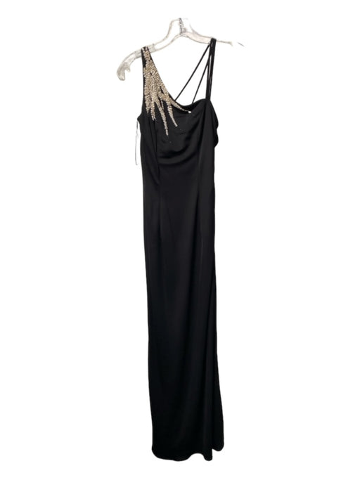 Jovani Size 6 Black & White Polyester Asymetric Side Zip Sequin Design Maxi Gown Black & White / 6