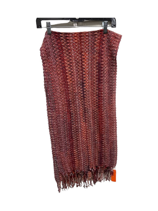 Missoni Red Velvet Chevron Fringe hem Knit scarf Red / One Size