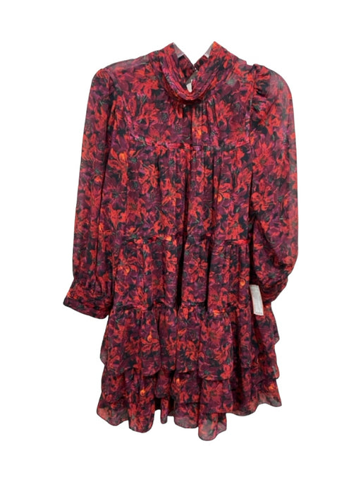 Cinq a Sept Size 10 Red & Purple Polyester Lock Closure Floral Print Dress Red & Purple / 10