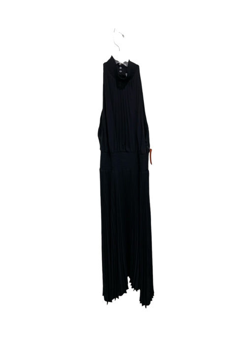 A.L.C. Size 12 Black Polyester High Neck Sleeveless Accordion Pleats Midi Dress Black / 12