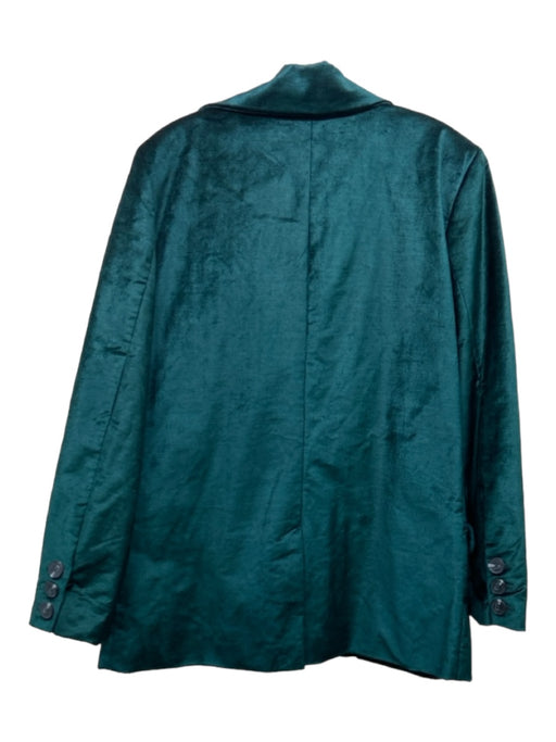 Free People Size L Forrest Green Cotton Blend Blazer Velvet Jacket Forrest Green / L